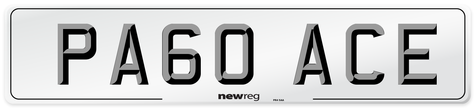 PA60 ACE Number Plate from New Reg